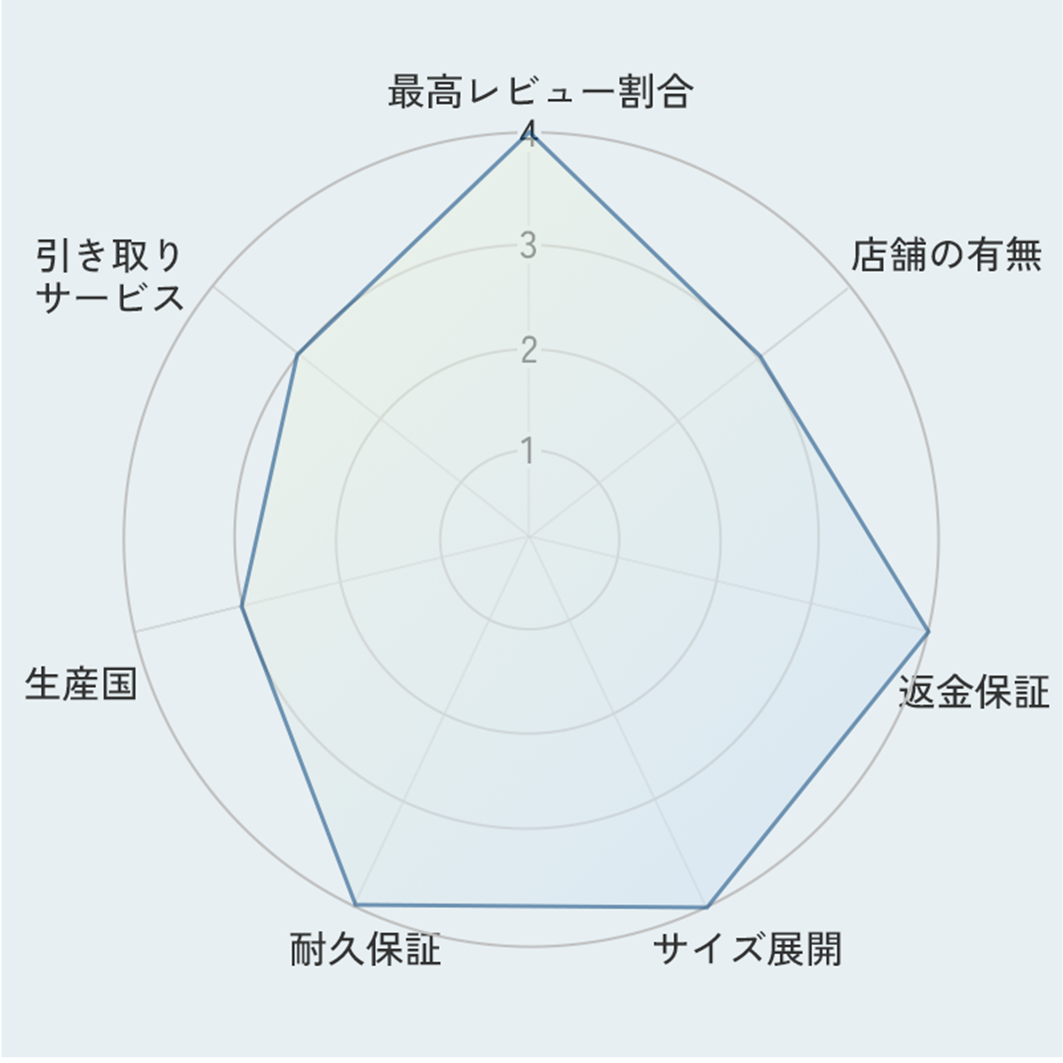 評価ポイントのレーダーチャート
